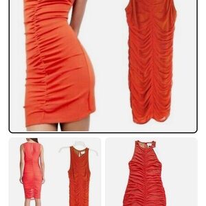 Lovers + Friends by Revolve Orange Ruched Sleeveless Dress